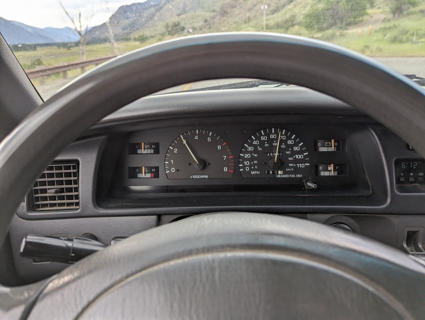 instrument panel while driving in 5th gear